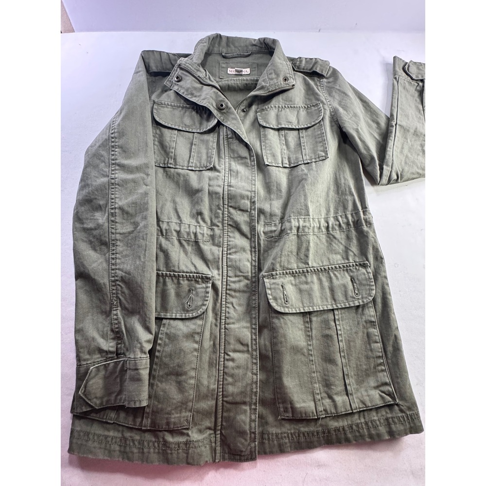 Merona Womens‎ XS Olive Green Herringbone Utility Field Jacket Military Coat